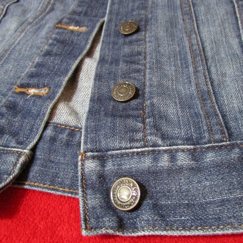 Old Navy Trucker Denim Jacket Dark Blue Classic! Soft! - Picture 3 of 6